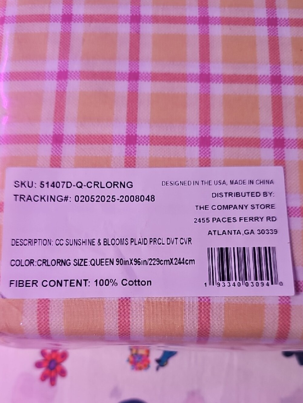 The Company Store Yellow and Pink Plaid Percale Tablecloth - Picture 2 of 2